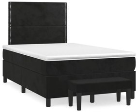 3270465 vidaXL Pat box spring cu saltea, negru, 120x190 cm, catifea