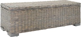 vidaXL Ladă depozitare gri 110 cm ratan kubu natural/lemn masiv mahon