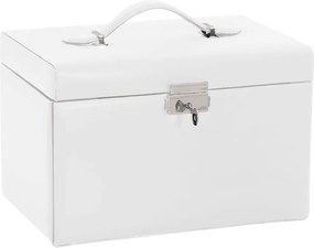 vidaXL Cutie de bijuterii cu 3 straturi cu oglindă încuiată albă