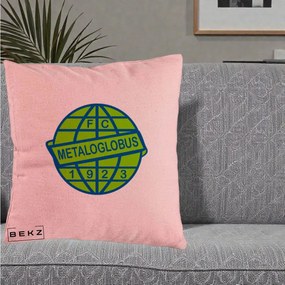 Perna Personalizata FC Metaloglobus Bucuresti 1923 Fotbal, 40x40 cm, Roz, Husa Detasabila, Perna Inclusa, BEKZ®