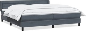 vidaXL Pat box spring cu saltea, gri închis, 180x210 cm, catifea