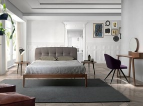 Pat dublu cu furnir din lemn Walnut, 160x200cm