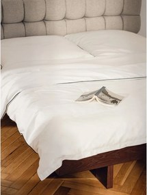 Pat matrimonial maro din MDF cu aspect de lemn de frasin fără tăblie cu somieră 180x200 cm Kito – noo.ma