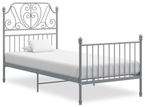 vidaXL Cadru de pat, gri, 90x200 cm, metal