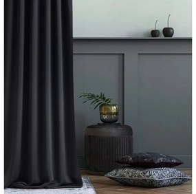 Draperie luxoasă de culoare neagră, cu inele metalice 140 x 280 cm