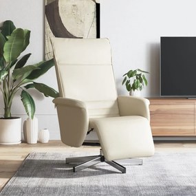 vidaXL Fotoliu rabatabil cu suport de picioare, crem, piele ecologică