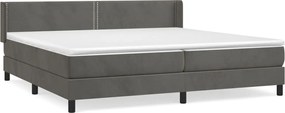 vidaXL Pat box spring cu saltea, gri închis, 200x200 cm, catifea