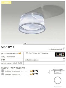 Spot LED incastrabil pentru baie IP44 UNA 4000K