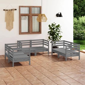 3082584 vidaXL Set mobilier de grădină, 6 piese, gri, lemn masiv de pin
