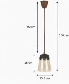 Brilagi - Lustru LED R STICLĂ 1xE27/60W/230V diam. 15,5 cm maro/bej fumuriu/negru