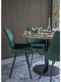 Scaun dining verde din catifea cu picioare negre Memphis