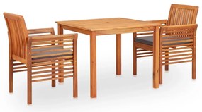 vidaXL Set mobilier de exterior cu perne 3 piese, lemn masiv de acacia
