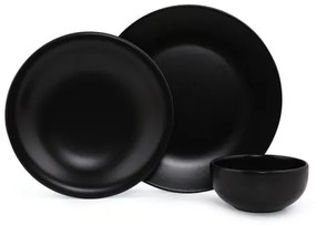 Set de veselă, 12 piese, negru/ceramică