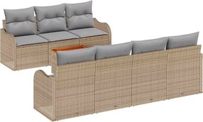 vidaXL Set de canapele pentru grădină cu pernă 8 pcs Bej poliratan