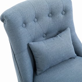 HOMCOM Fotoliu Tapițat cu Pernă și Picioare Antiderapante, Fotoliu din Material Textil, 52,5x69x77 cm, Albastru | Aosom Romania