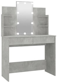 808823 vidaXL Masă de toaletă cu LED, gri beton, 96x40x142 cm
