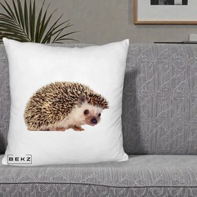 Perna Decorativa Arici Fotorealist, 40x40 cm, Alb Pufos, Husa Detasabila, Perna Inclusa, BEKZ®