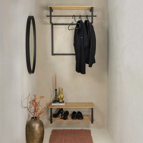 Cuier de perete negru/în culoare naturală cu raft din metal 76 cm Rizzoli – Spinder Design