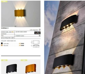 Aplica LED moderna de exterior ambientala IP54 GINNA 3 aurie AZ3485