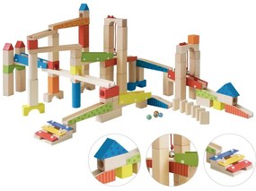 Pistă cu bile și cuburi din lemn Marble Run - Roba