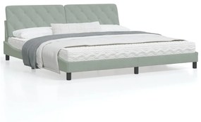 3207941 vidaXL Cadru de pat cu tăblie, gri deschis, 200x200 cm, catifea