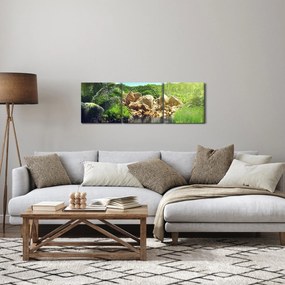 Tablou cu lac în jungla din Seychelles (cu ceas) (90x30 cm)