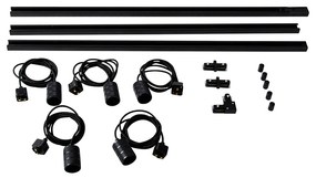 Sistem de șine modern cu 5 pandantive negre monofazate - Iconic Cavalux