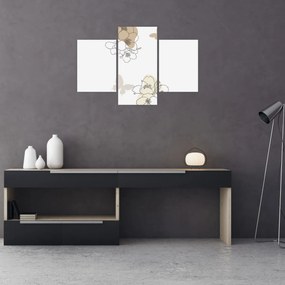 Tablou - Flori bej cu fluture N⁰2 (90x60 cm)