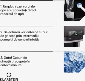 Klarstein ArcticBlend 3in1 Ice Maker, 20 kg/24h, Bullet Ice, Gheață zdrobită, Dispenser de apă
