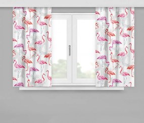 Draperie decorativă în culoarea albă cu model flamingo Lăţime: 160 cm | Lungime: 170 cm