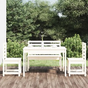 3154696 vidaXL Set de dining pentru grădină, 4 piese, alb, lemn masiv de pin