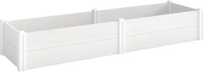 Outsunny Pat înălțat din plastic, modular, plantator cu montaj DIY, solariu 197 x 54 x 33 cm Alb | Aosom Romania