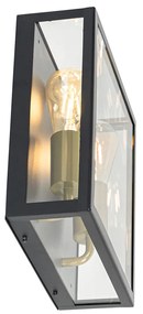 Lampă de perete exterioară neagră și alamă cu 2 lumini - Rotterdam