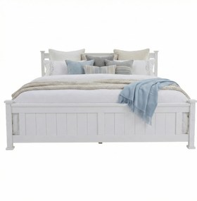 Pat cu lamele, lemn de pin/alb, 160x200, LUCAS NEW