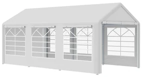 Outsunny Cort de Gradină cu Ferestre Laterale, Uși cu Balama și Copertină Anti UV, 600x300x280 cm, Alb | Aosom Romania