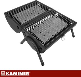 Grătar turistic cu cărbune cu capac