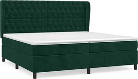 vidaXL Pat box spring cu saltea, verde închis, 200x200 cm, catifea
