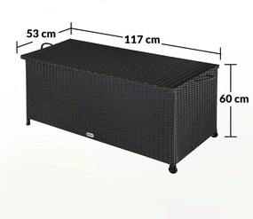 Ladă de depozitare din poliratan RICCO, 117 x 53 x 60cm, negru Casaria