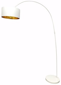 Lampadar din metal/tesatura alb 135 cm, 1 bec