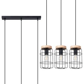 Lustră pe cablu Sollux SL.1264 GOTTO 3xE27/15W/230V negru