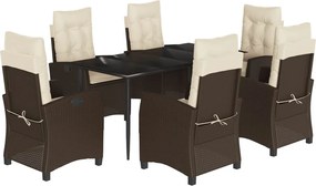 vidaXL Set mobilier de grădină cu perne, 7 piese, maro, poliratan