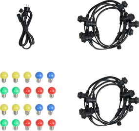 Ghirlandă luminoasă neagră conectabilă 10m cu priză incl. E27 20 lumini IP64 - Lubber