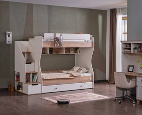 Pat etajat pentru copii cu sertar Colectia Atlas,100x200 cm