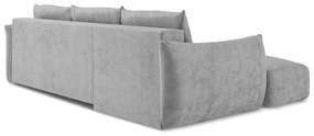 Colțar gri deschis extensibil cu tapițerie din chenille (cu colț pe partea stângă/cu șezlong) Leila – Makamii