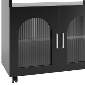 Insulă de bucătărie modernă, Negru+Culoare naturală | Aosom Romania