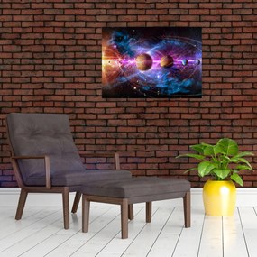 Tablou pe sticlă - Sistemul solar (70x50 cm)