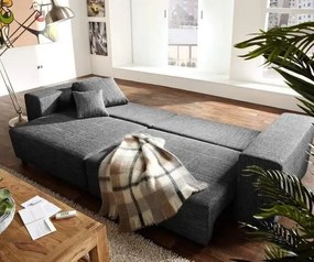 Canapea extensibilă dumonde cu ladă de depozitare si sezut confortabil din spuma high-density, Marbela Magma Black XXL 295x100 cm