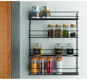 Organizator pentru mirodenii, de montat pe perete, din oțel inoxidabil – Metaltex