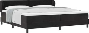 vidaXL Pat cu arcuri cu saltea cu headboard Negru 200 x 200 cm Catifea