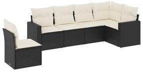 3219016 vidaXL Set mobilier de grădină cu perne, 6 piese, negru, poliratan